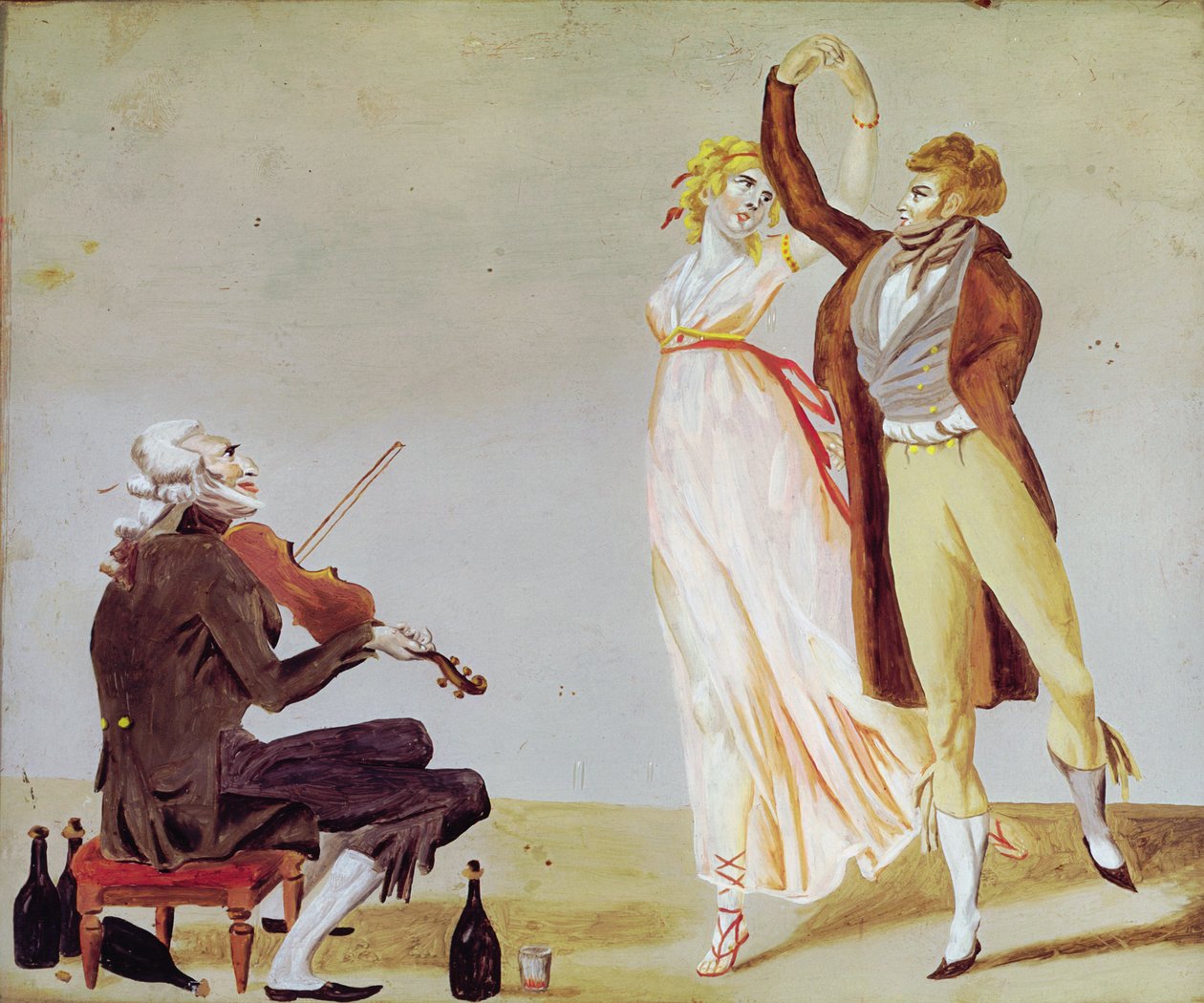 Merveilleuse és Incroyable hegedűssel (olaj, üveg) alkotó: Louis Leopold Boilly