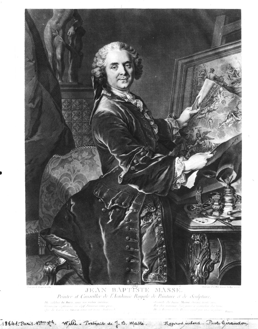 Jean Baptiste Masse (1687-1767) metszet: Johan Georg Wille (1715-1808) 1755 alkotó: Louis Tocqué
