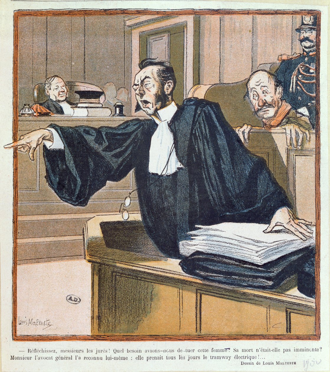 Egy ügyvéd az esküdtszék előtt, 1900 alkotó: Louis Malteste