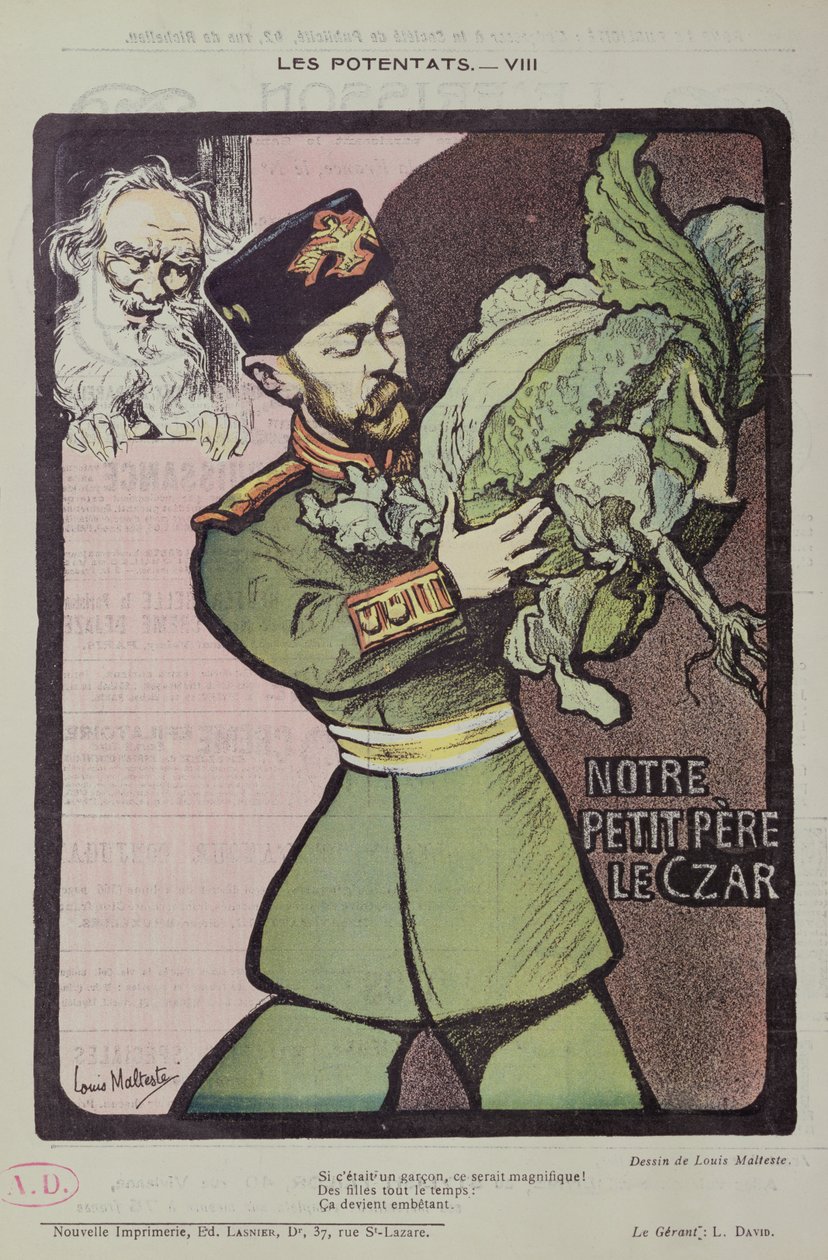 II. Miklós cár és Tolsztoj, 1902 alkotó: Louis Malteste