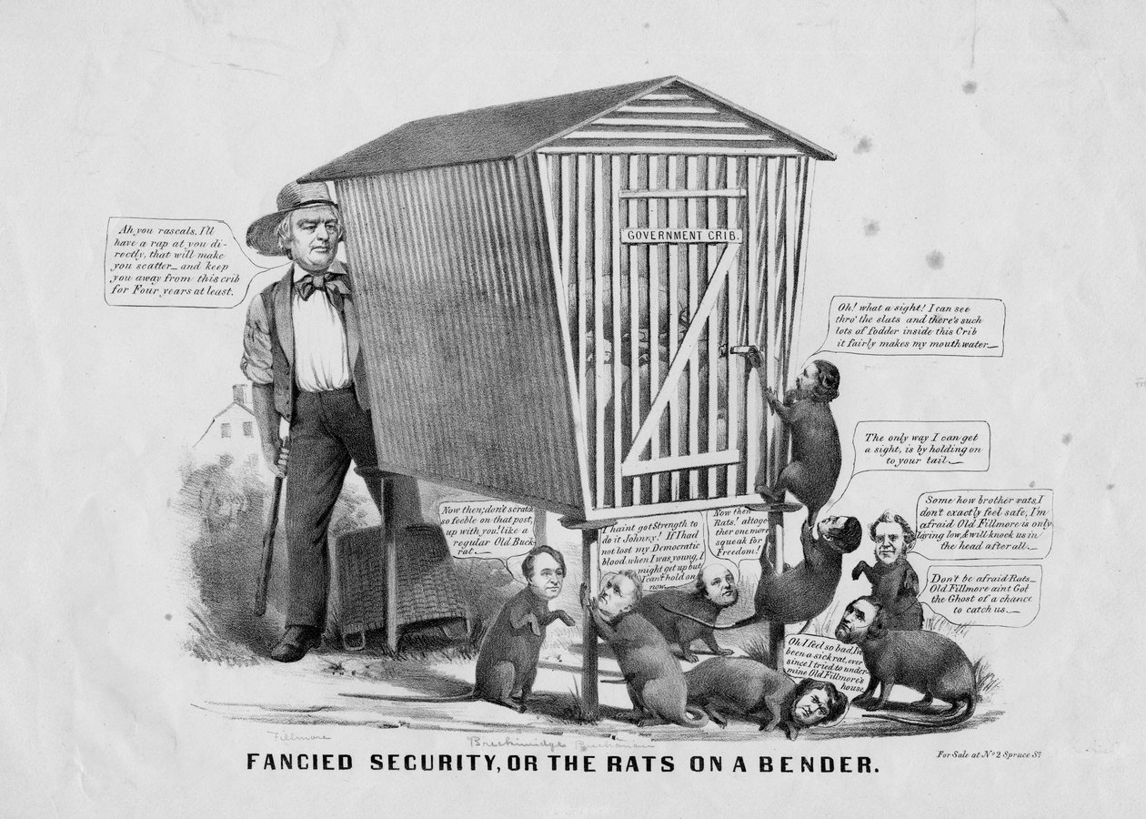 Fancied security, or, The rats on a bender, kiadó: Currier und Ives, New York, 1856 körül. alkotó: Louis Maurer