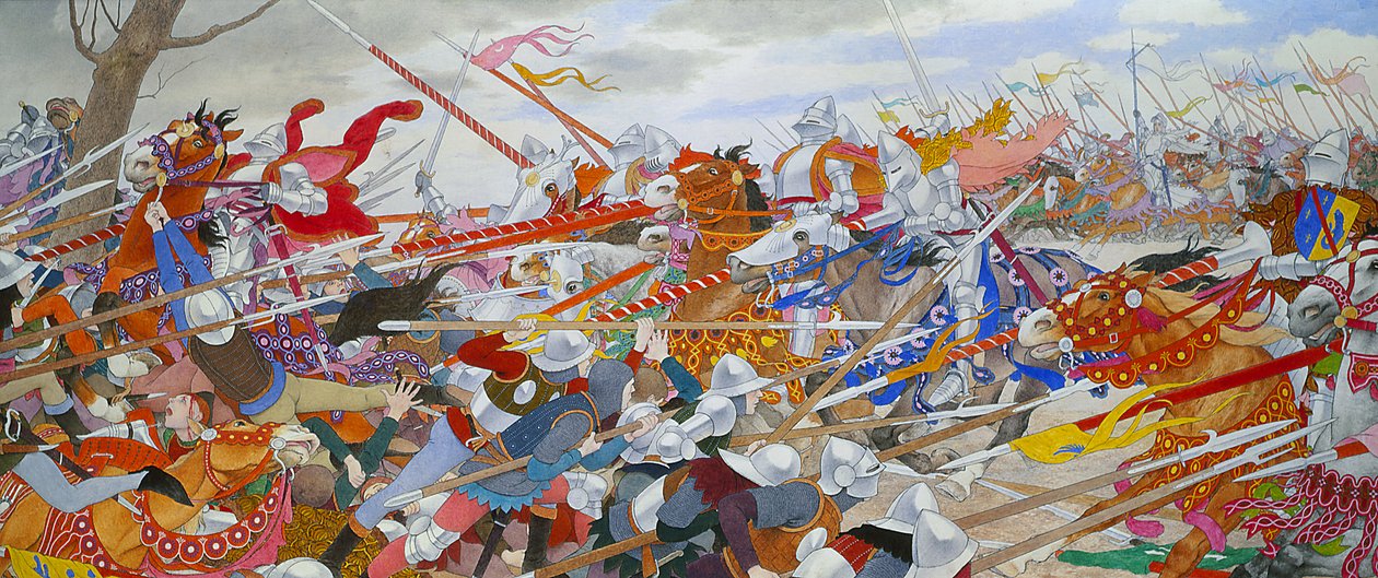 The Turmoil of Conflict, Joan of Arc D sorozatából, 1905-1911 körül (olaj és aranylevél, vászon) alkotó: Louis Maurice Boutet de Monvel
