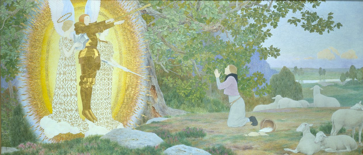 The Vision and Inspiration, Joan of Arc A sorozatból, 1911 (olaj és aranylevél, vászon) alkotó: Louis Maurice Boutet de Monvel