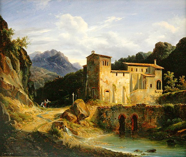 Egy kolostor látképe, 1827 alkotó: Louis Montvignier