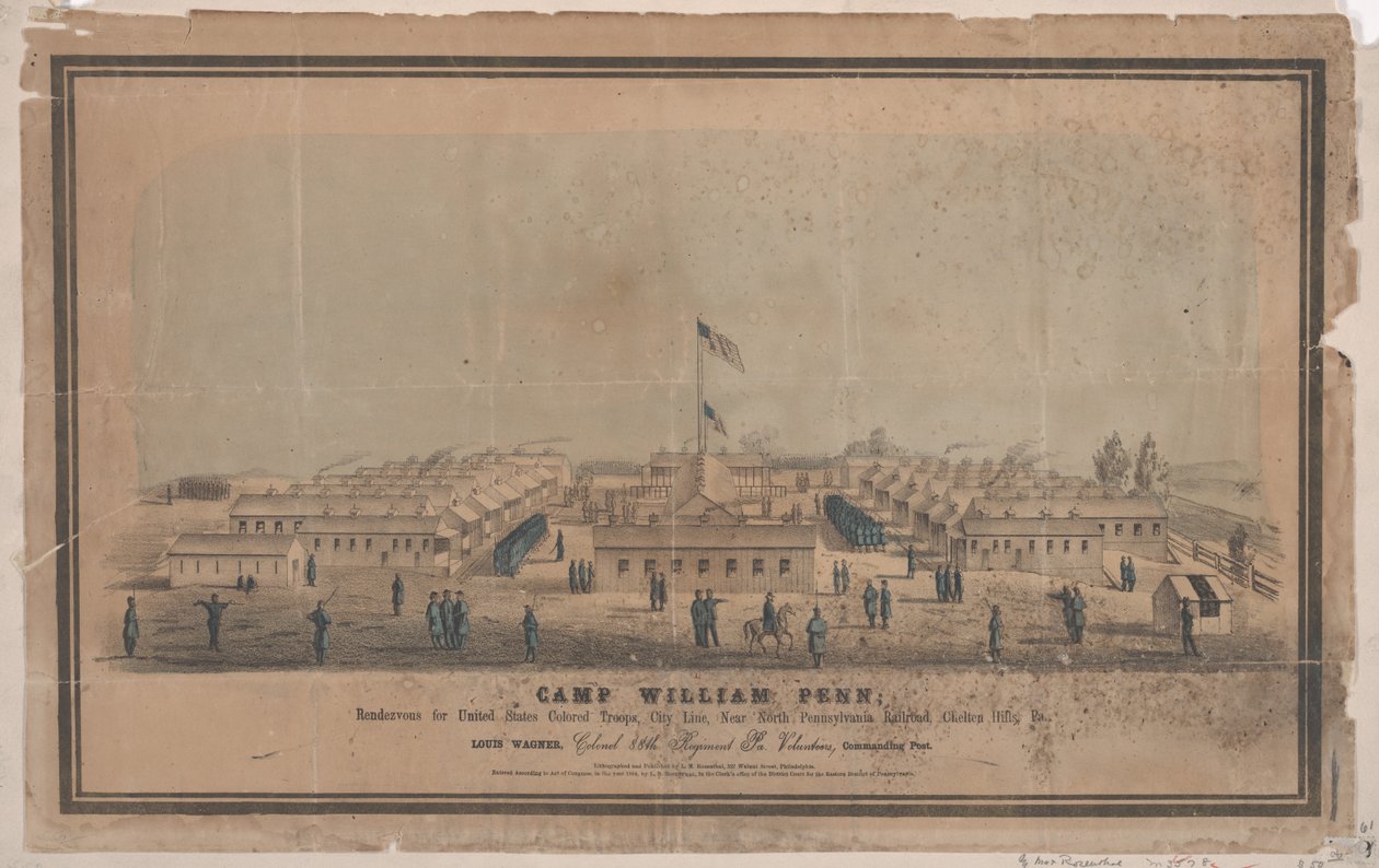 Camp William Penn, 1864 körül (chromolitho) alkotó: Louis N. Rosenthal