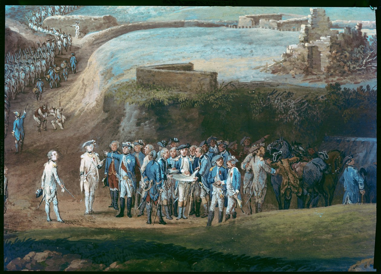 Yorktown ostroma, 1781. október 1-17., a középső csoport részlete, 1784 alkotó: Louis Nicolas van Blarenberghe