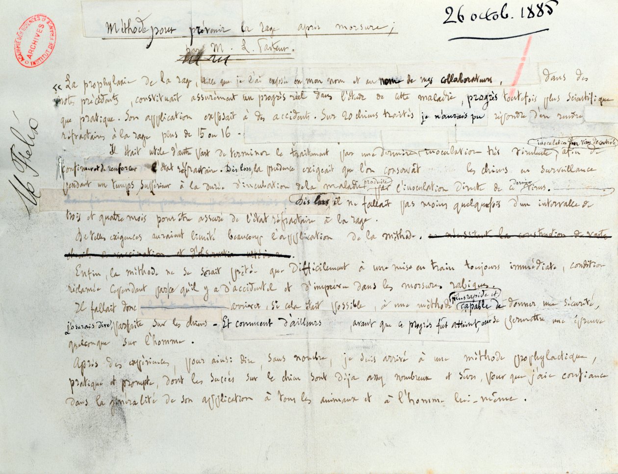 Pasteur módszere a veszettség terjedésének megakadályozására harapás után, 1885. október 26. alkotó: Louis Pasteur