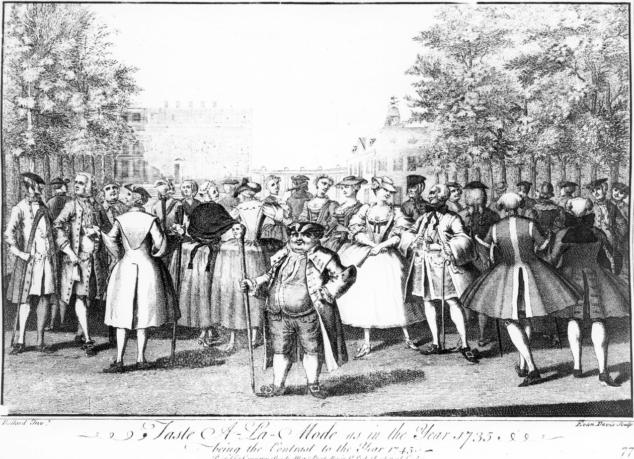 Kóstolja meg az A-La-Mode-ot, mint az 1735-ös évben, ami az 1745-ös év kontrasztja. alkotó: Louis Philippe Boitard