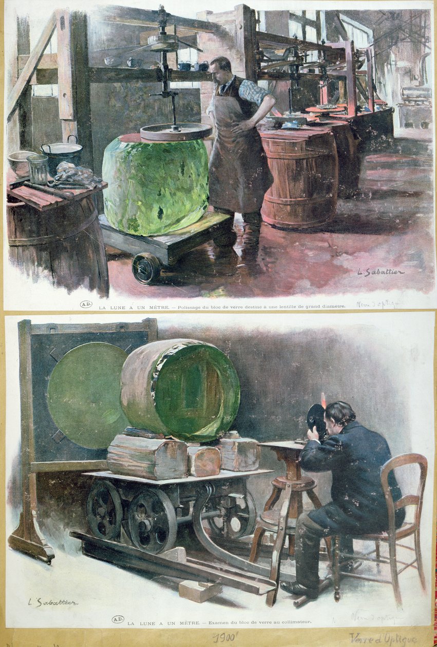 Üveggyártás optikai lencséhez, 1900 alkotó: Louis Remy Sabattier