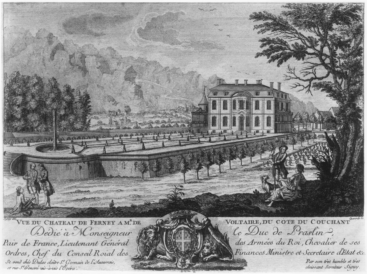 Voltaire háza Ferneyben, a nyugati oldalon, metszett: Francois, Maria, Isidore Queverdo (1748-97) alkotó: Louis Signy