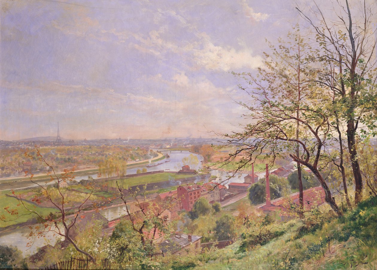 Boulogne sur Seine kilátása, 1900 körül alkotó: Louis Tauzin