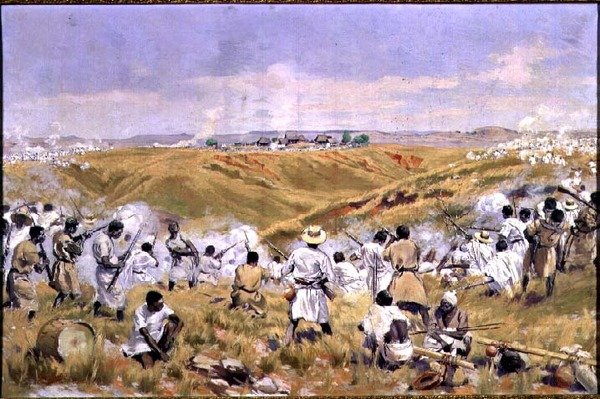 A Tsaratsora-i csata, Madagaszkár, 1895. július 1 alkotó: Louis Tinayre