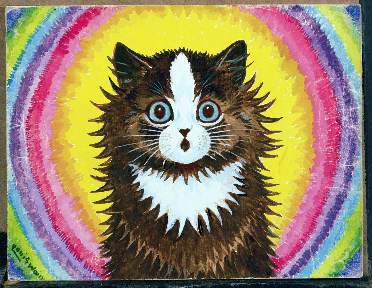 Macska a szivárványban (wc és gouache, papír) alkotó: Louis Wain