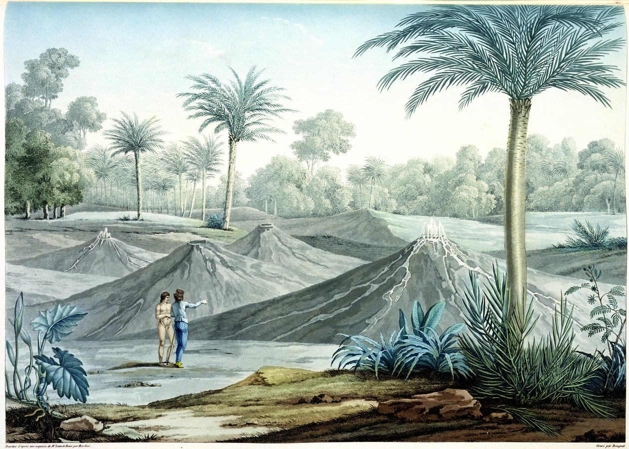 Vulkánok Turbaco régióban Alexander de Humboldt (1769-1859) és Aime Bonpland (1773-1858) Vues des Cordillieres et Monumens des Peuples Indigenes de l