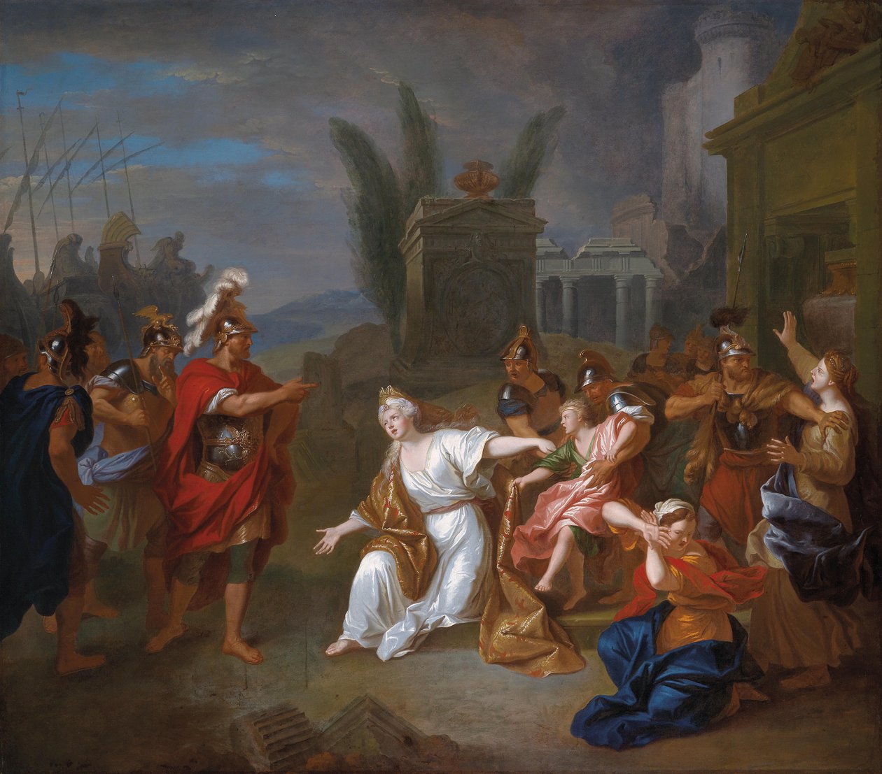 Odüsszeusz követeli a fiút Astyanaxot Andromache -tól alkotó: Louis de Silvestre