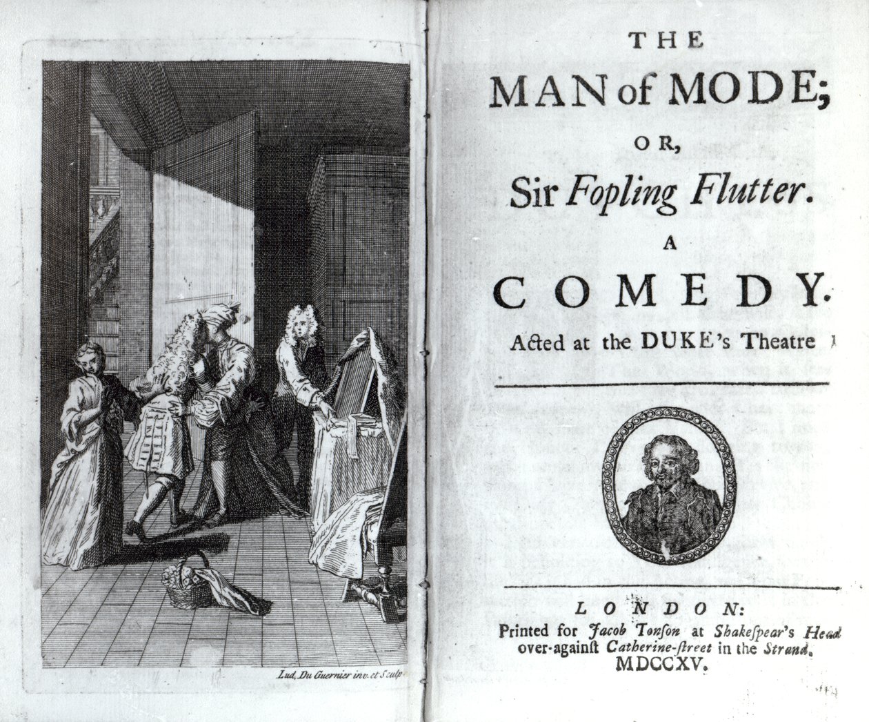 A The Man of Mode, vagy Sir Fopling Flutter előlapja és címlapja George Etheregetől, 1715-ben alkotó: Louis du Guernier