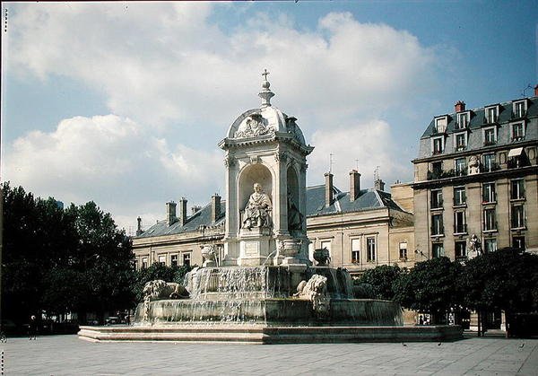 Kilátás a Fontaine des Quatre-Eveques-re, a Place Saint-Sulpice, 1844-ben épült alkotó: Louis or Ludovico Visconti
