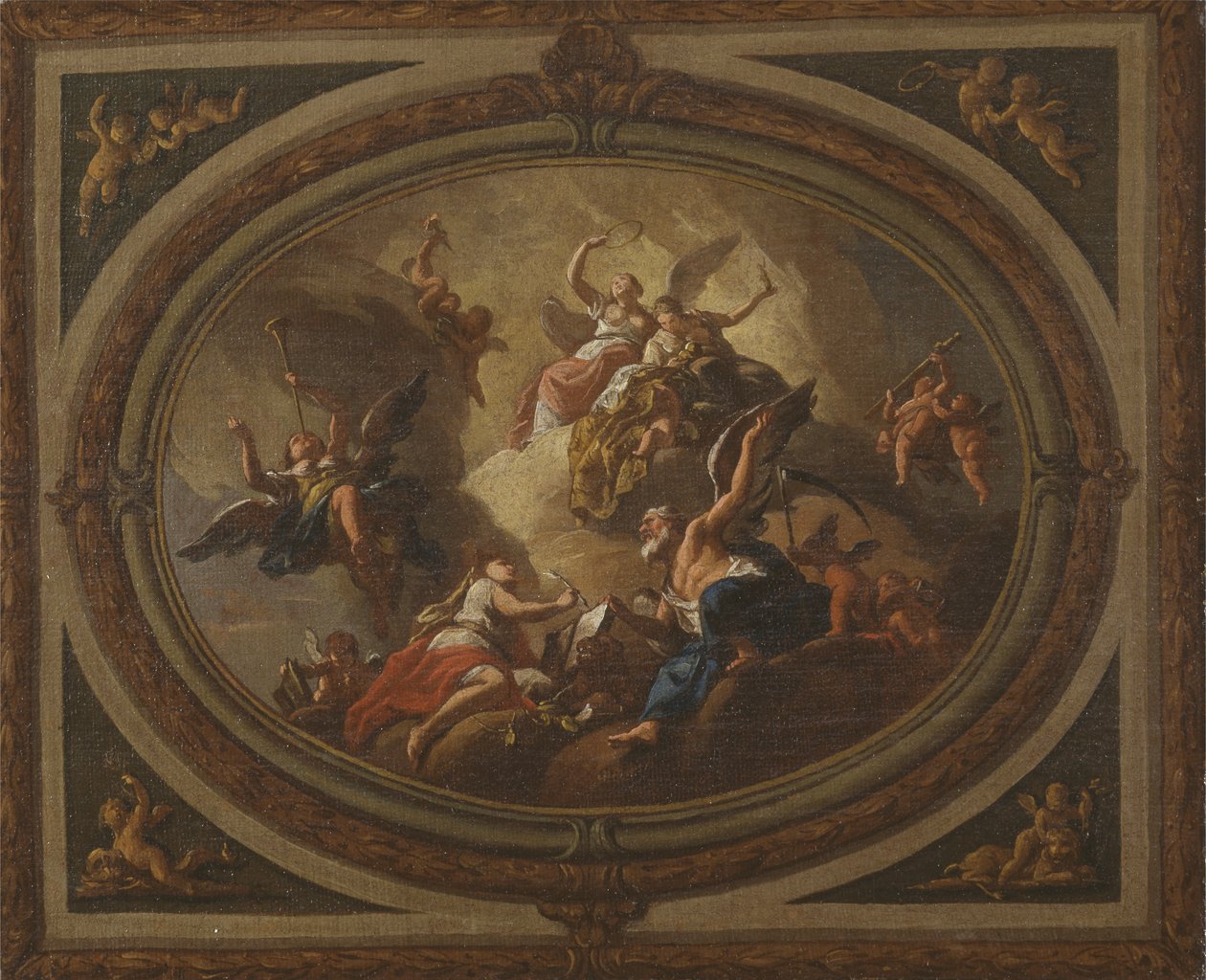 Vázlat egy ovális mennyezethez, 1705 körül (olaj, vászon) alkotó: Louis (after) Laguerre