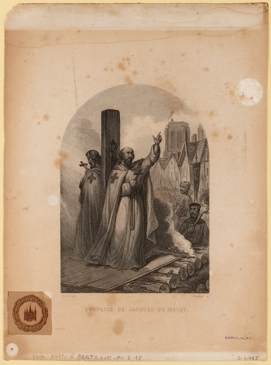Jacques de Molay gyötrelme, vésette Jean-Charles Pardinel alkotó: Louis (after) Marckl