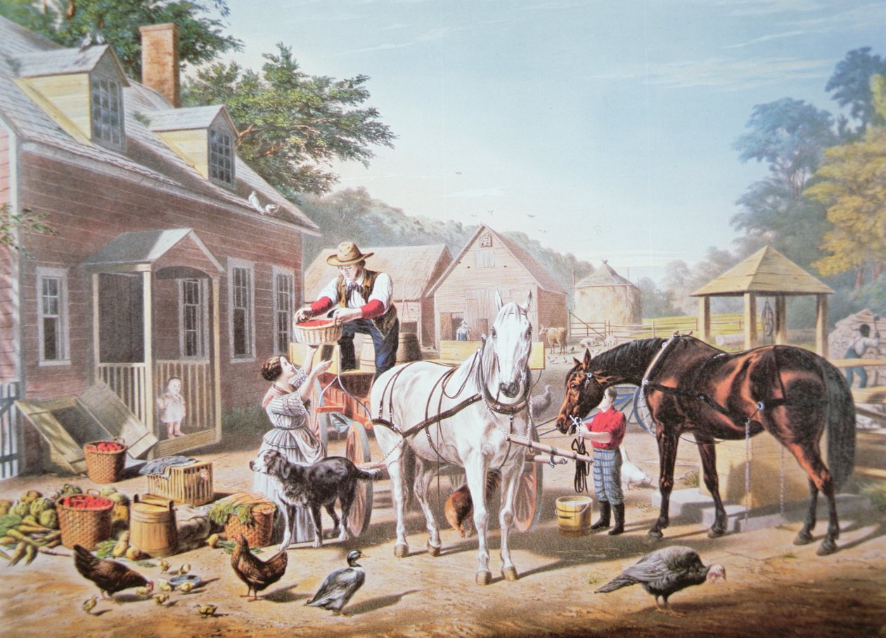 American Scenes: Preparing for Market, kiadó: N. Currier alkotó: Louis (after) Maurer