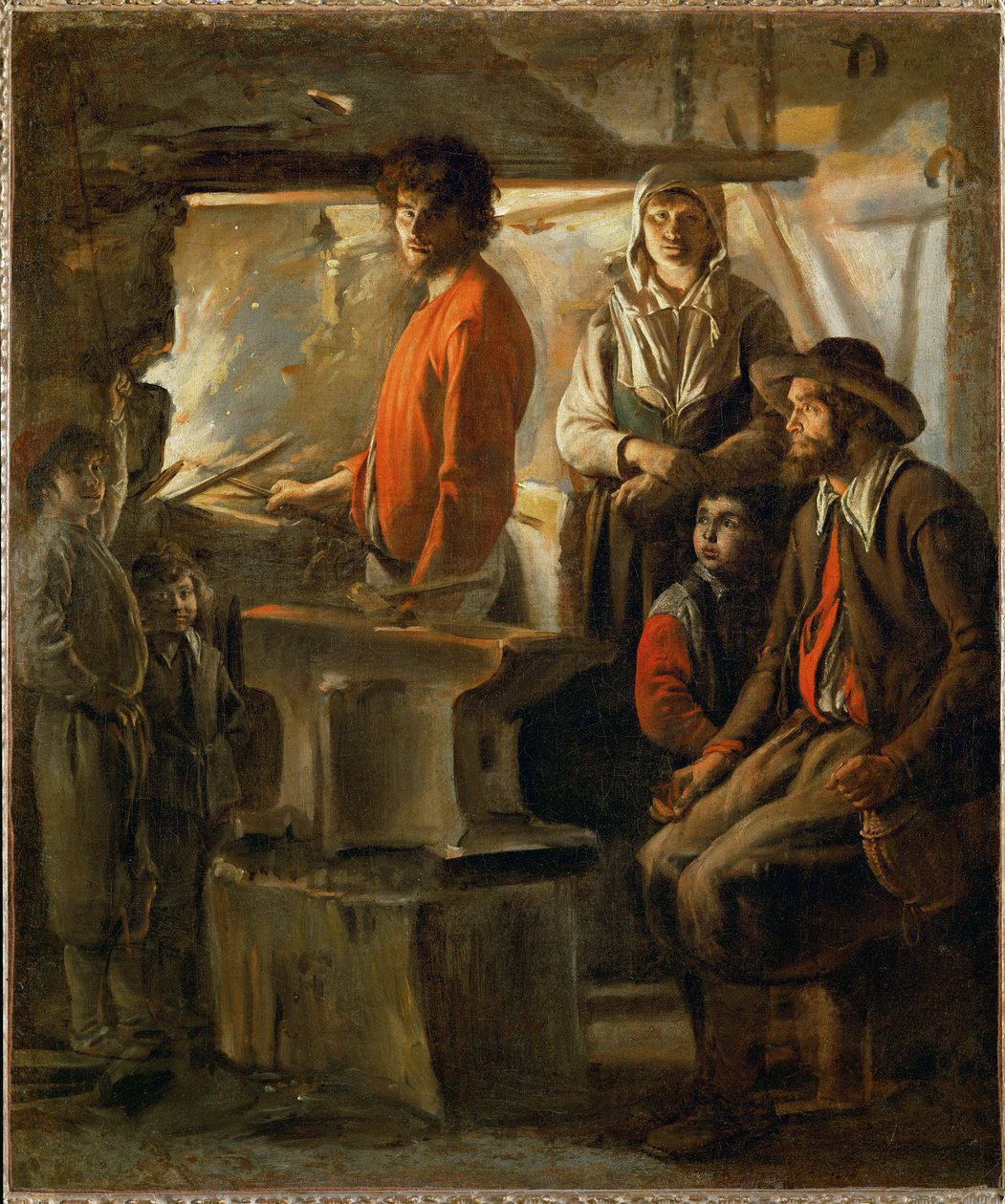 A kovácsműhely vagy: A kovács a kovácsműhelyében ... alkotó: Louis (attr. to) Le Nain
