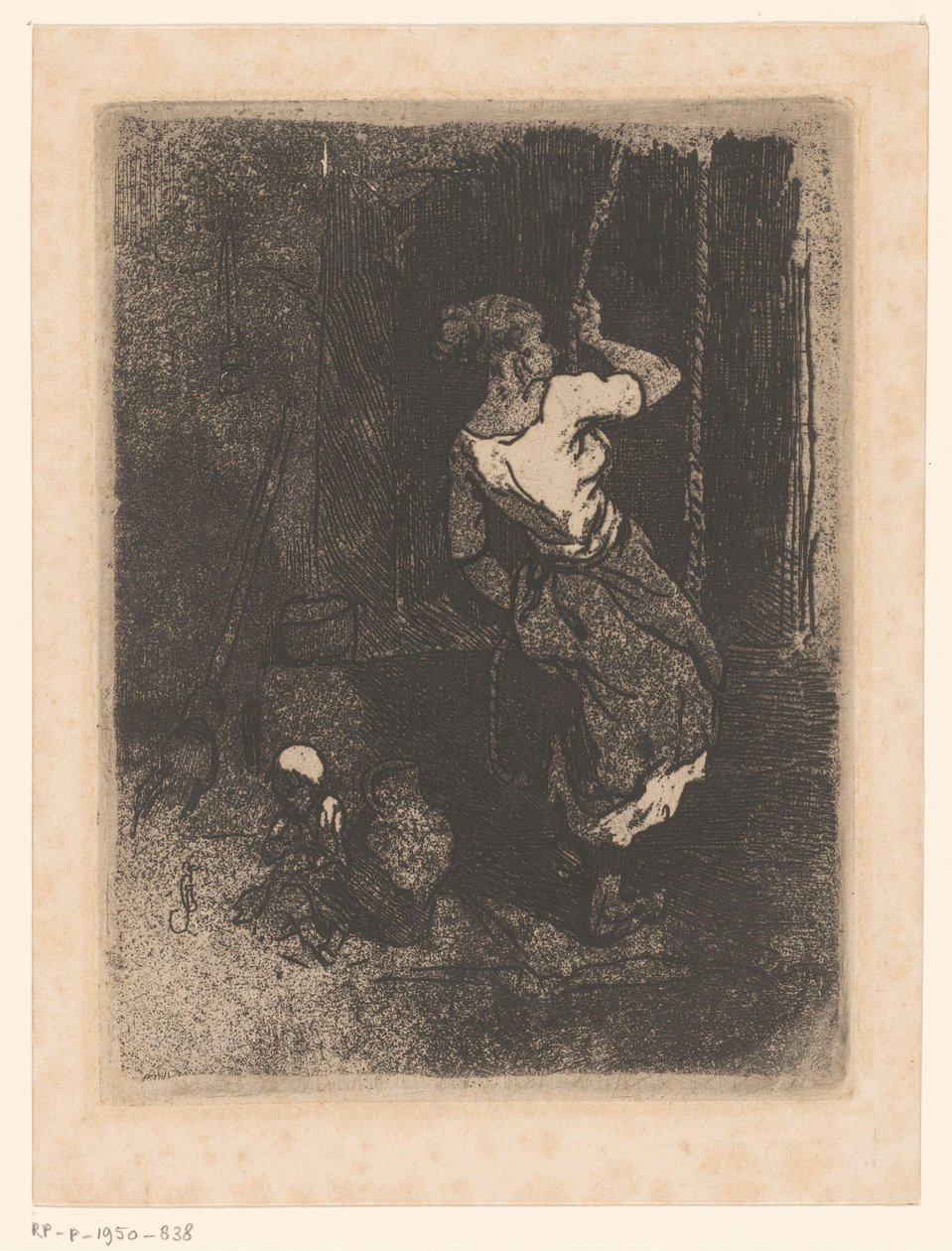 Nő kútból kap vizet, mellette ülő gyerek alkotó: Louis Adolphe Hervier (attributed to)