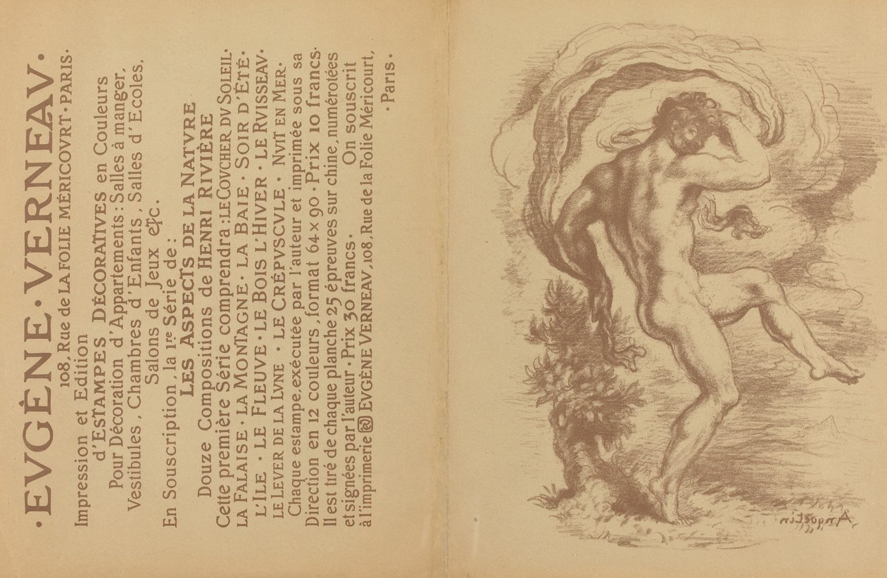 Táncoló akt és reklám Eugène Verneau dekoratív nyomataihoz [verso], 1897. alkotó: Louis Anquetin