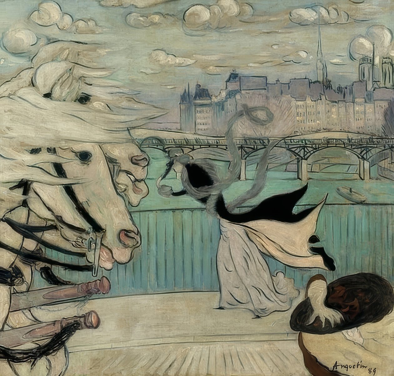 A széllökés a Szajna-hídon. 1889 alkotó: Louis Anquetin