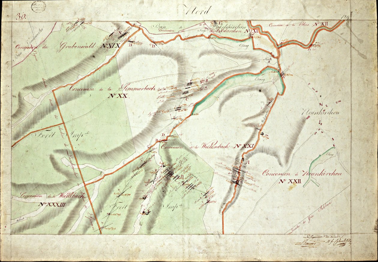 Beaunier & Calmelet asszony, a bányatest mérnökei, a Saar szénterületi engedményeinek atlasza. alkotó: Louis Antoine Beaunier