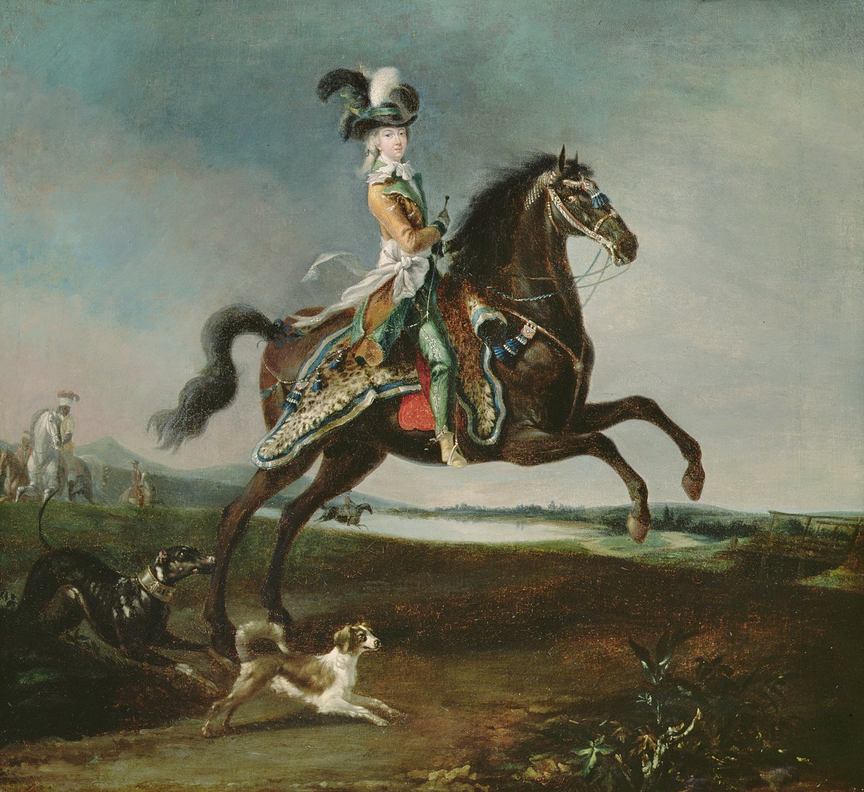 Marie-Antoinette (1755-93) lovas portréja vadászruhában, 1783 alkotó: Louis Auguste Brun or Brun de Versoix