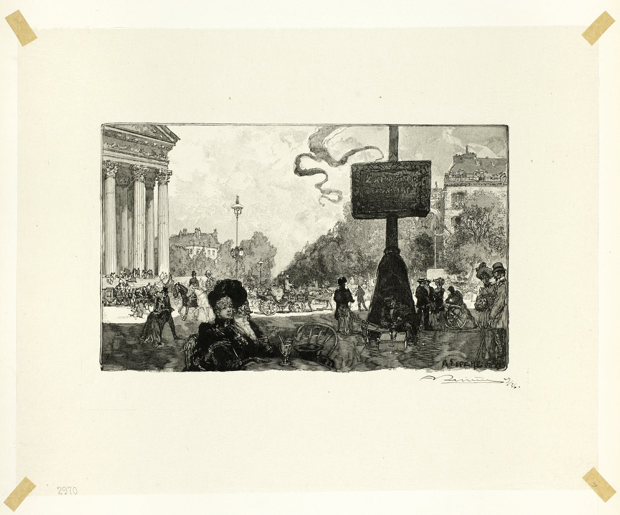 A Rue Royale sarka, tizenhatos tábla a Le Long de la Seine et des Boulevards-ból alkotó: Louis Auguste Lepère
