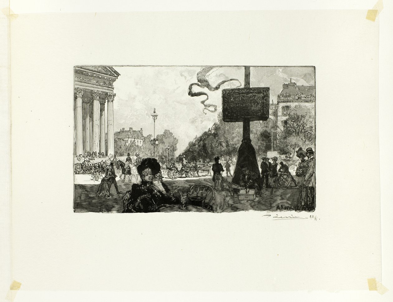 A Rue Royale sarka, tizenhatos tábla a Le Long de la Seine et des Boulevards-ból alkotó: Louis Auguste Lepère