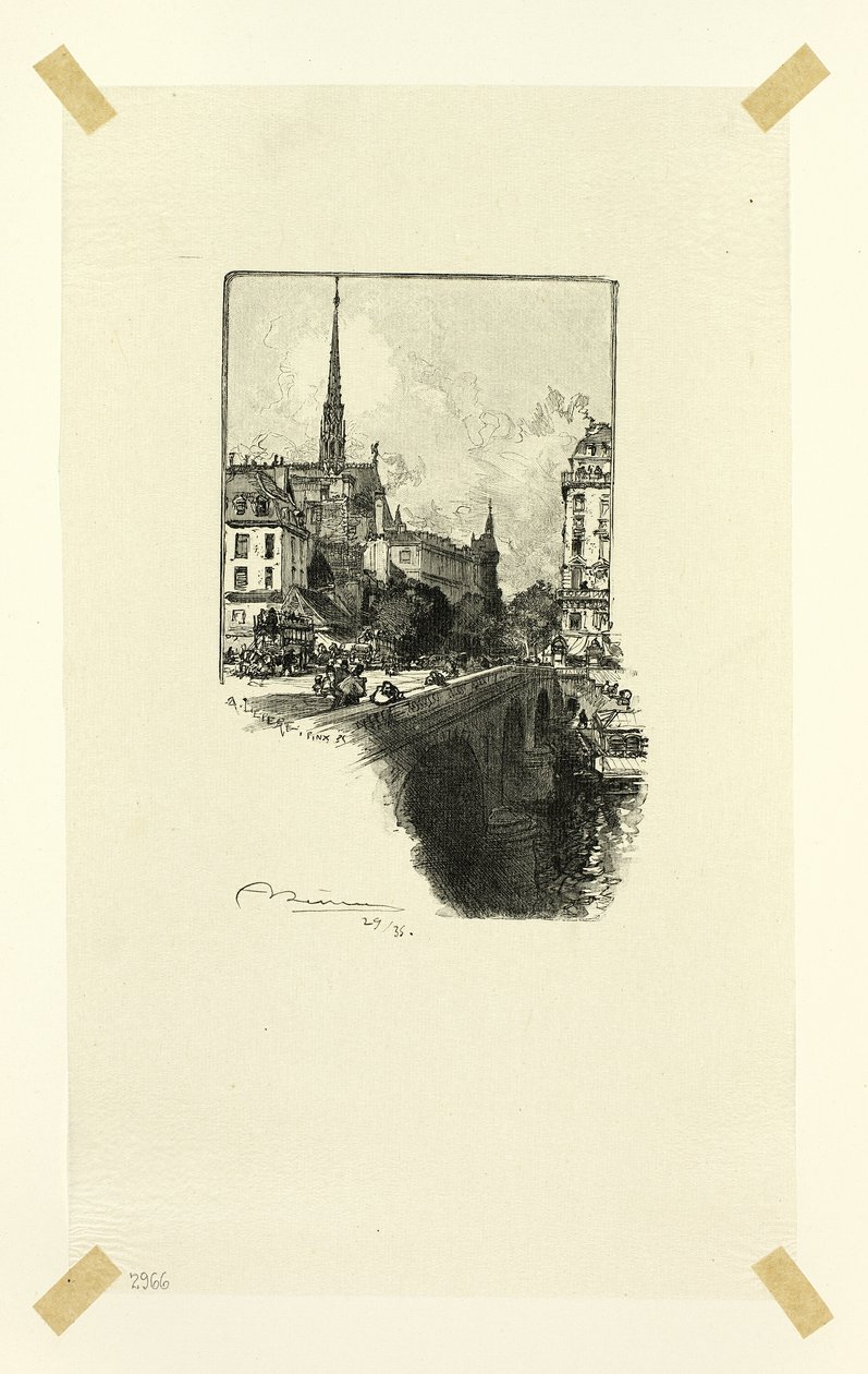 Pont Saint-Michel, tizenkettedik lemez a Le Long de la Seine et des Boulevards című könyvből alkotó: Louis Auguste Lepère