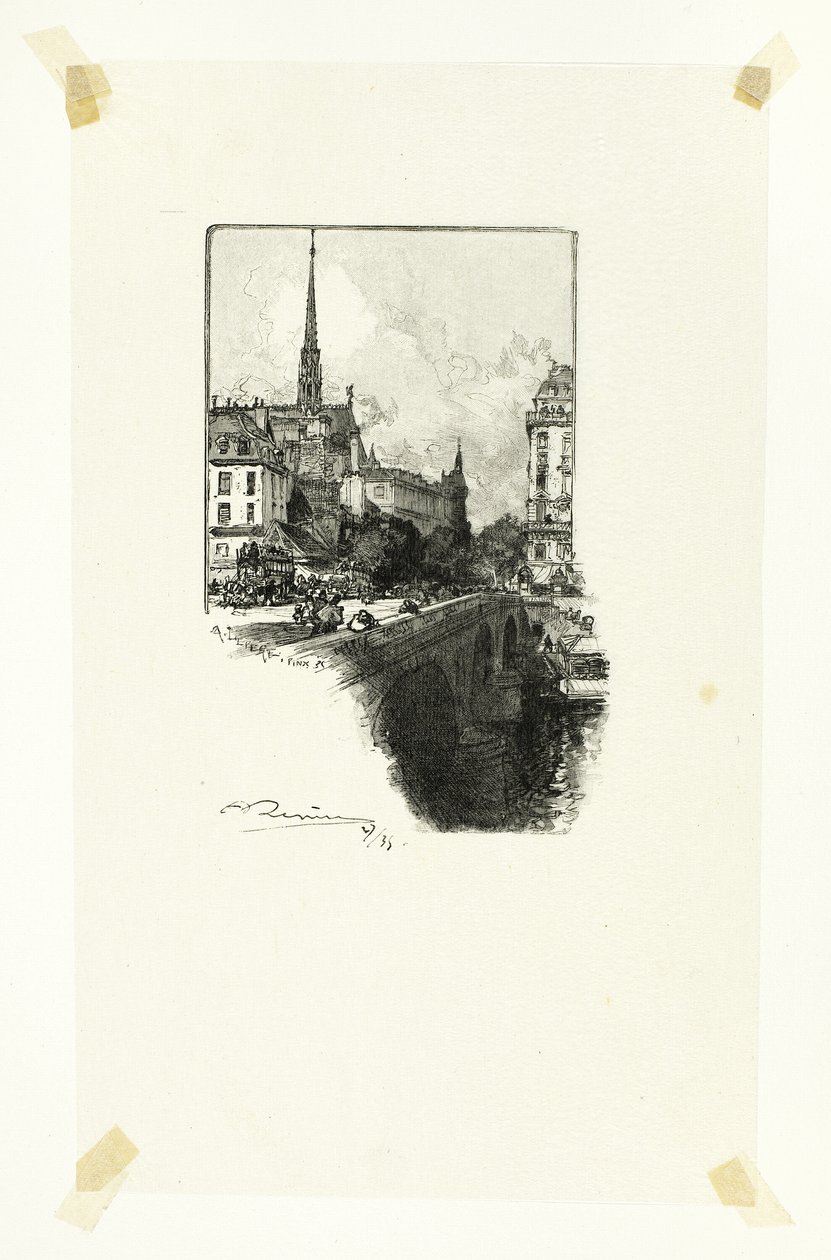 Pont Saint-Michel, tizenkettedik lemez a Le Long de la Seine et des Boulevards című könyvből alkotó: Louis Auguste Lepère