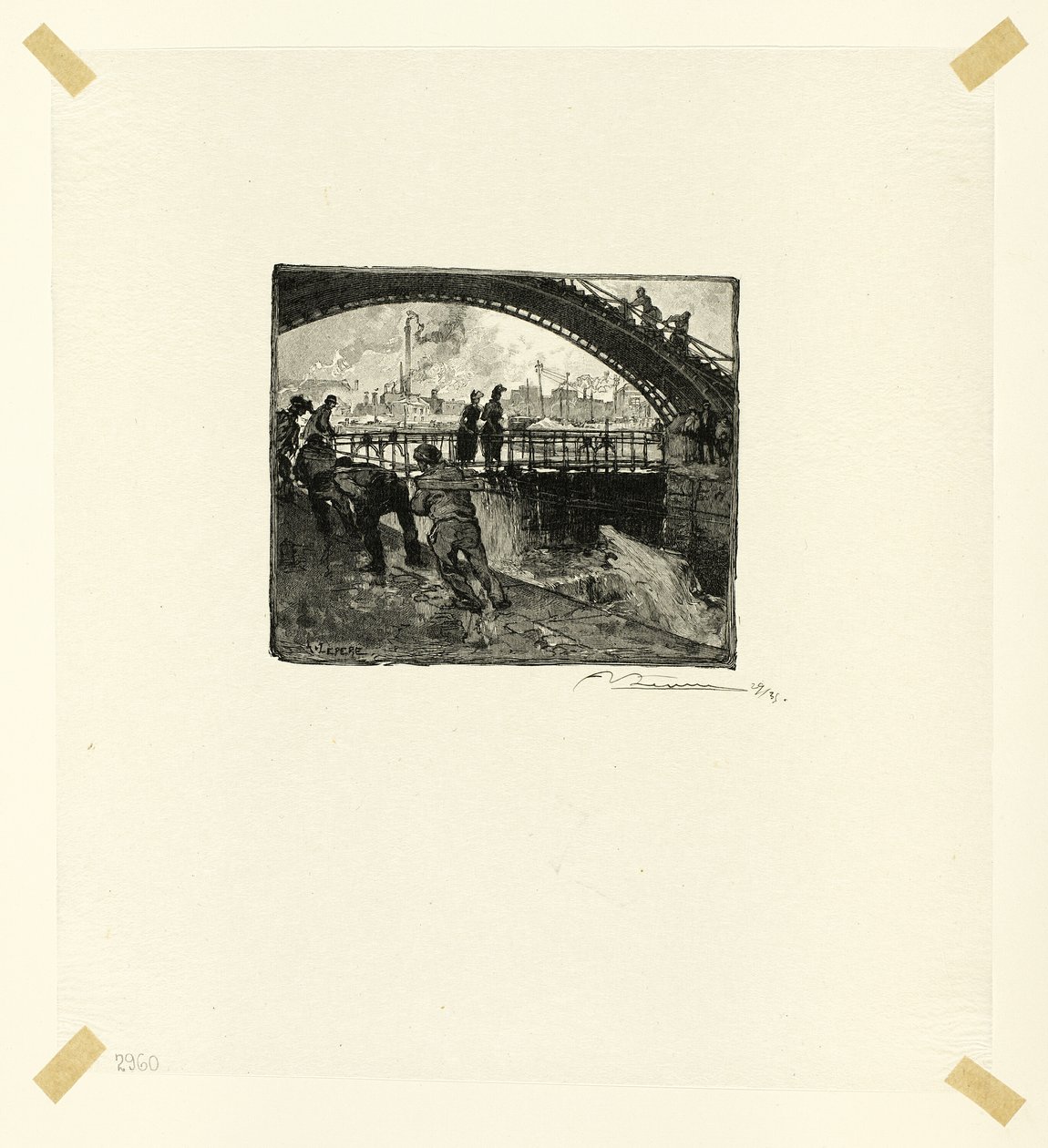 A Saint-Martin csatorna zsilipje, hatodik lemez a Le Long de la Seine et des Boulevards című filmből alkotó: Louis Auguste Lepère