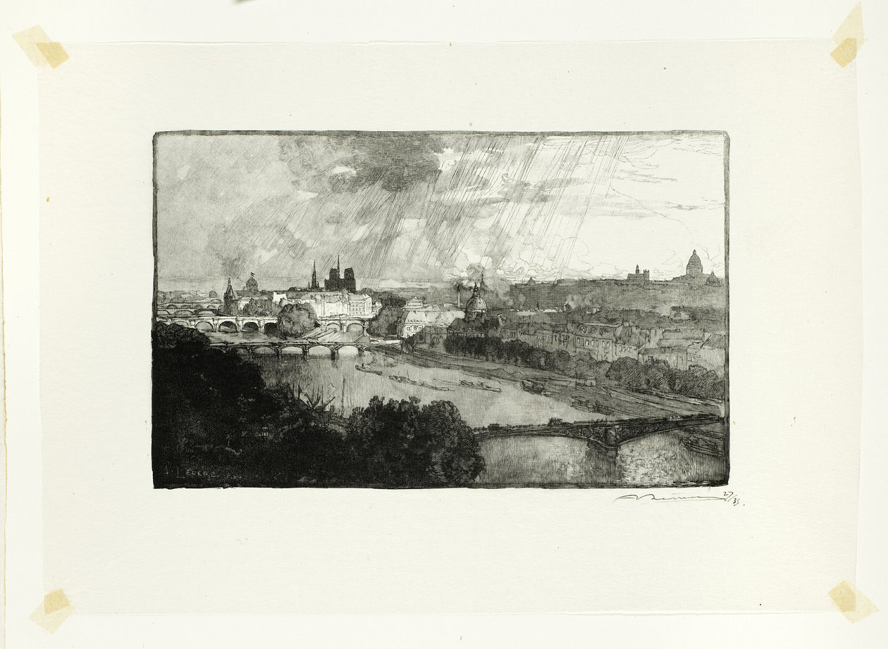 Párizs, a Pavillon de Flore felől nézve, tizenegyedik kép a Le Long de la Seine et des Boulevards-ból alkotó: Louis Auguste Lepère