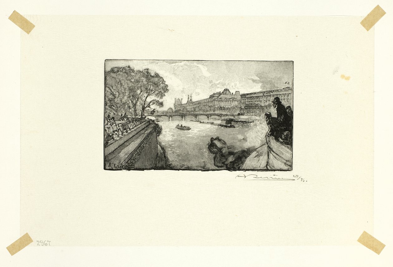 A Louvre, a Pont-Neuf felől nézve, tizenhármas tábla a Le Long de la Seine et des Boulevards-ból alkotó: Louis Auguste Lepère