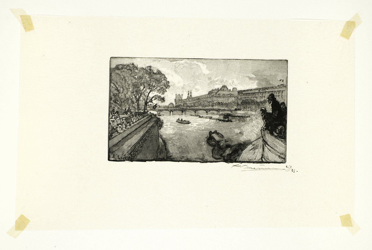 A Louvre, a Pont-Neuf felől nézve, tizenhármas tábla a Le Long de la Seine et des Boulevards-ból alkotó: Louis Auguste Lepère