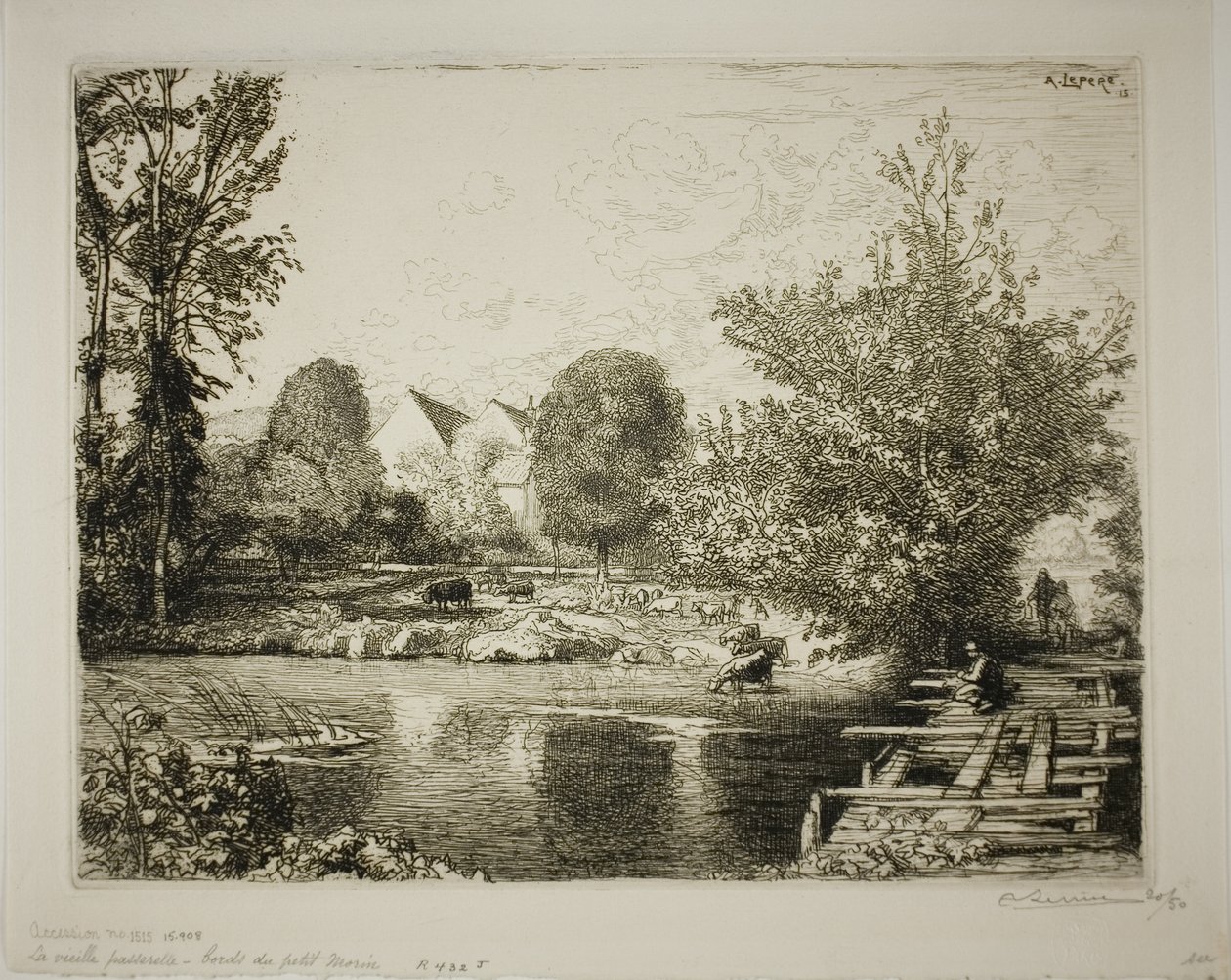 A régi gyaloghíd, a Petit Morin partjainál alkotó: Louis Auguste Lepère