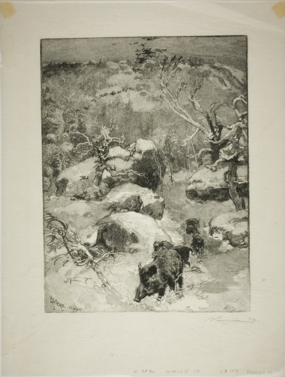 Tél: Cuvier-Châtillon-szikla alkotó: Louis Auguste Lepère