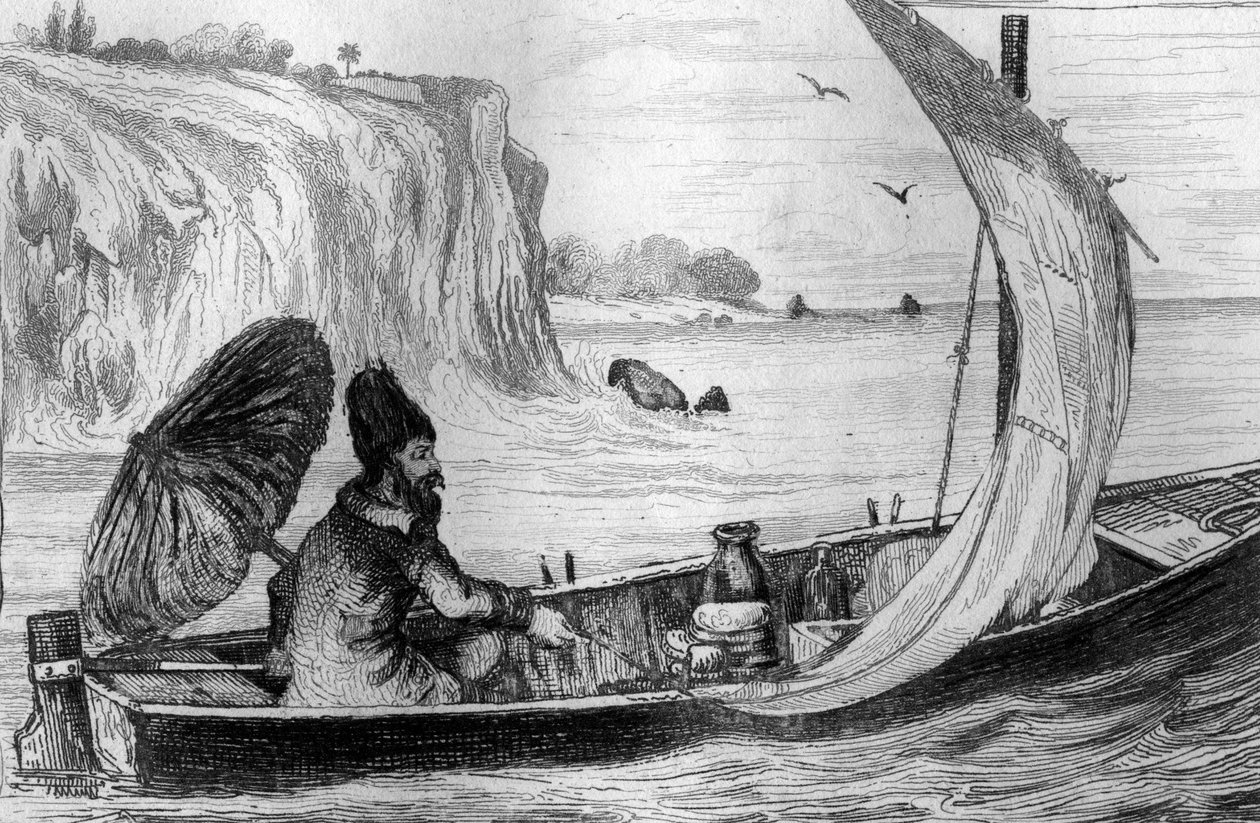 M. de Sainson rajza nyomán a mostani metszet vezetett a Daniel Defoe könyvéhez (De foe) „Robinson Crusoe”” 1837-es francia kiadáshoz. alkotó: Louis Auguste de Sainson
