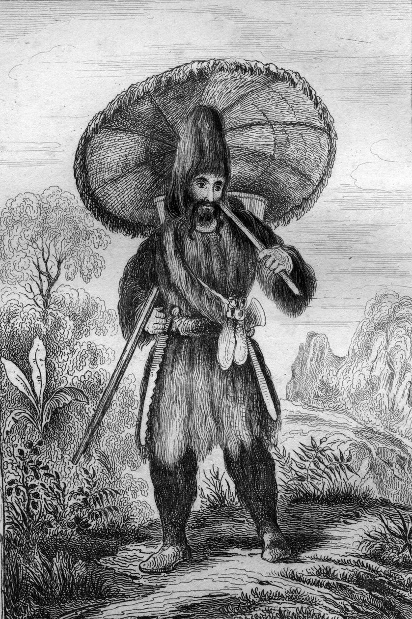 Magas kalapot viseltem... metszet M. de Sainson rajza nyomán Daniel Defoe könyvéhez (De foe) „Robinson Crusoe”” 1837-es francia kiadás. alkotó: Louis Auguste de Sainson