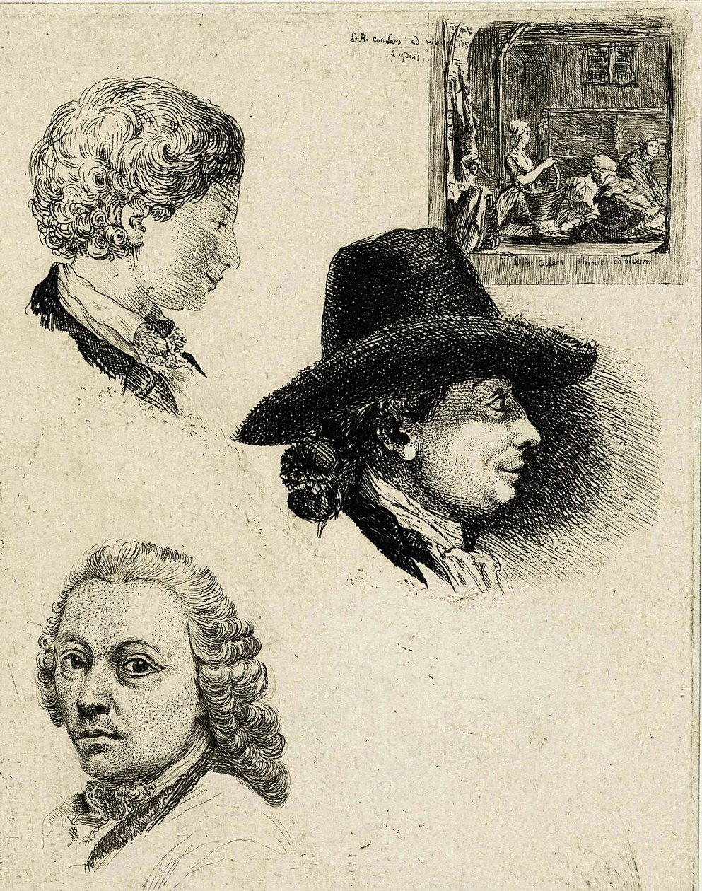 Coclers, L B, Tanulmánylap Louis Bernard Coclers és családja portréival (Rijksmuseum) alkotó: Louis Bernard Coclers