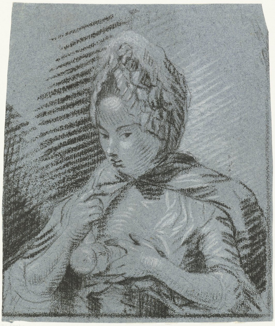 Fiatal anya cumisüveggel eteti a gyermekét alkotó: Louis Bernard Coclers