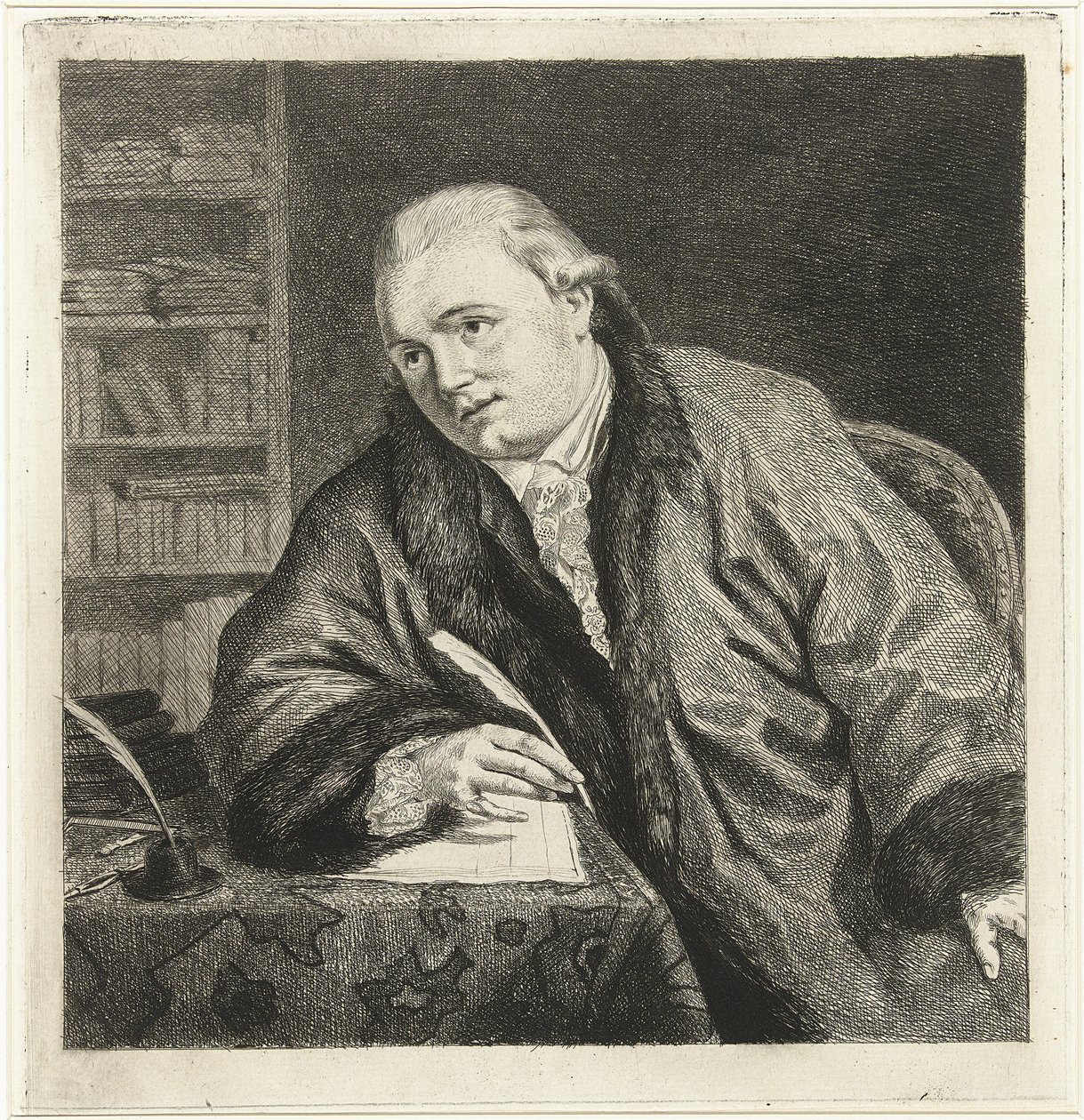 Johan Antoni Kauclitz Colizzi zeneszerző és rézkarc portréja 1742-1808, 1780-as évek alkotó: Louis Bernard Coclers