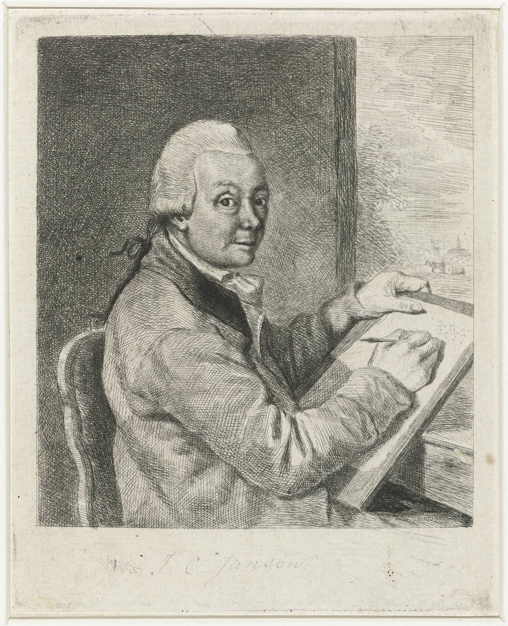 Johannes Janson művész portréja, rajz alkotó: Louis Bernard Coclers