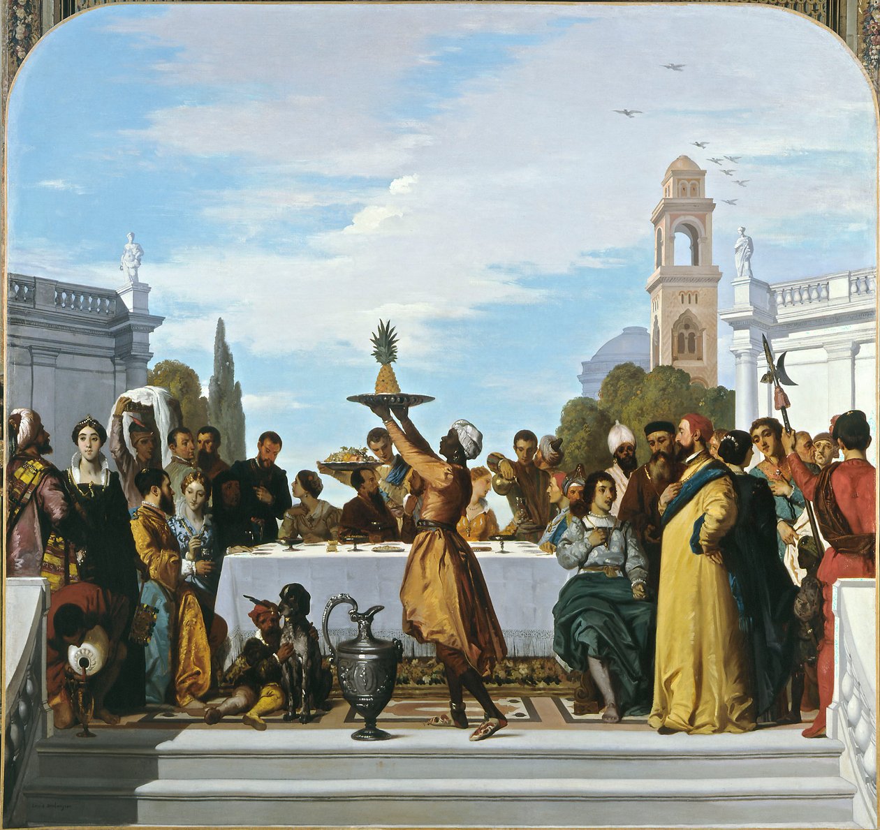 Velencei stílusú lakoma, középső panel alkotó: Louis Boulanger