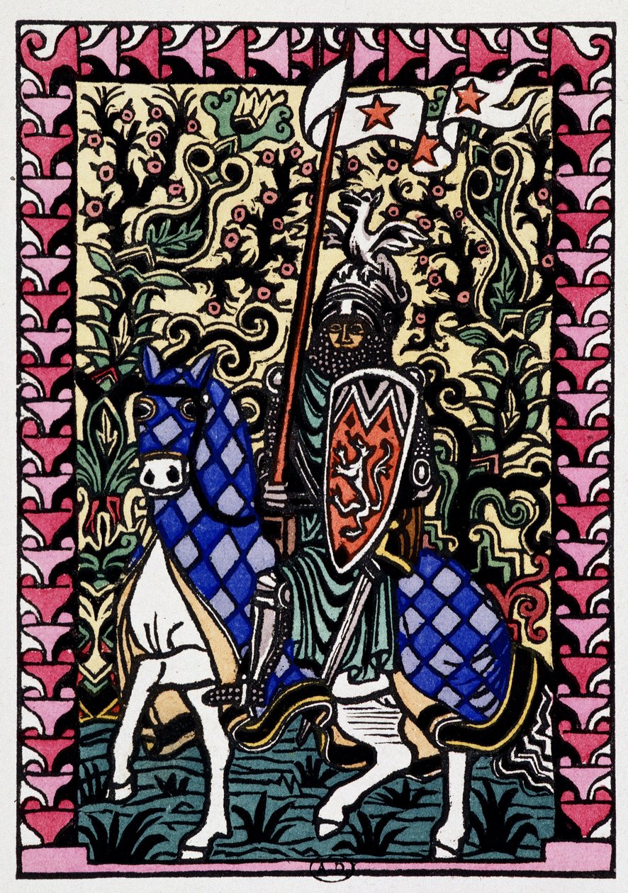 Chevalier - in „” Frene és Galeran szerelmei, Jean Renard által elmondott, 12. századi lelet, Andre Mary adaptációja, ill. de engravings sur bois, Louis Bouquet, szerk. Jonquieres, Párizs alkotó: Louis Bouquet