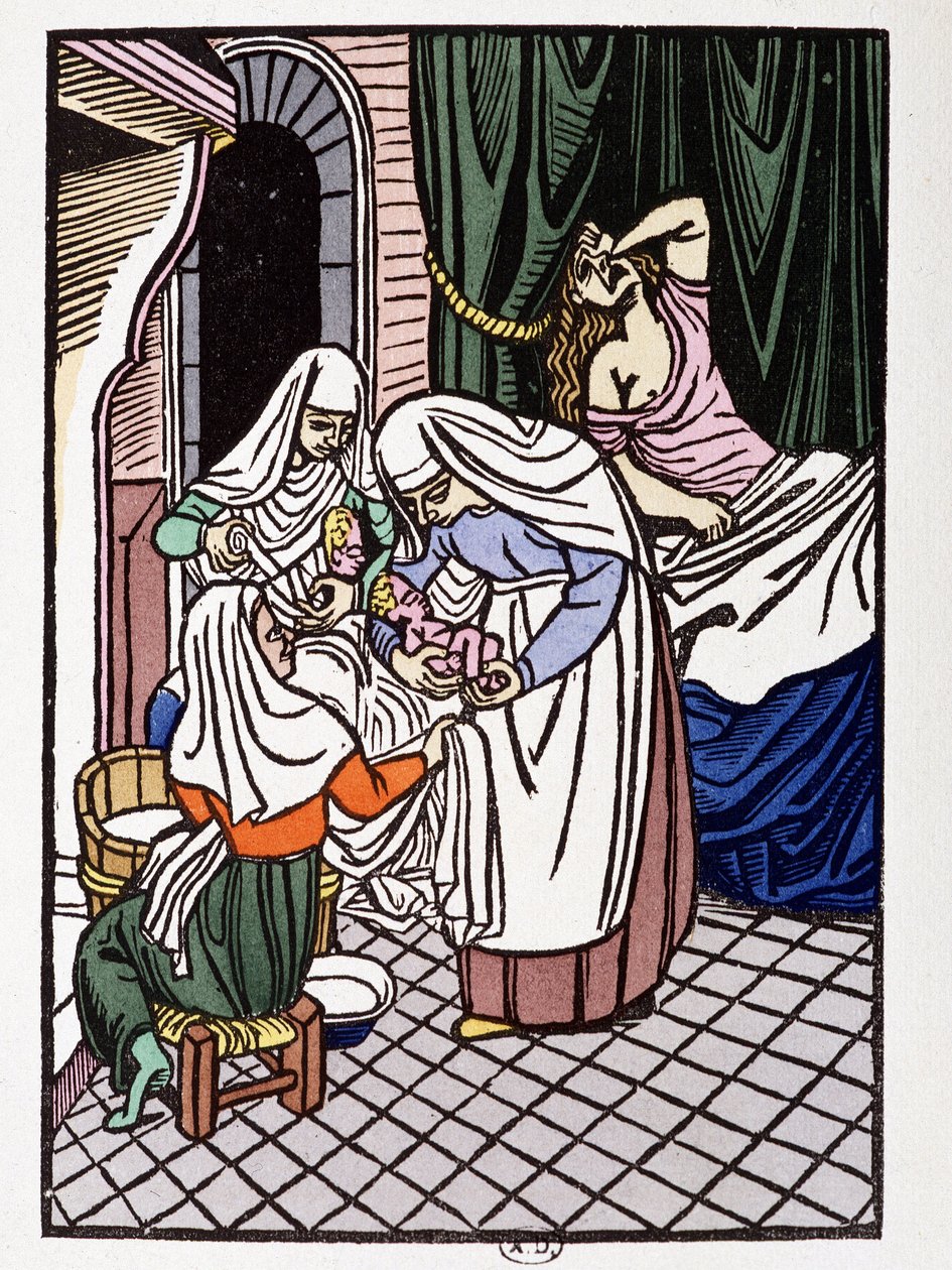 Szülő nő - a „”-ban Frene és Galeran szerelmei Jean Renard után, XII. századi lelet, André Mary adaptációja”, ill. Louis Bouquet fametszete, szerk. Jonquieres, Párizs alkotó: Louis Bouquet