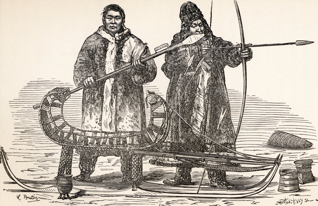 Bennszülött burjátok a Burját Köztársaságból, Oroszországból Párizstól Pekinig a szibériai havakon, Victor Meignan műve alkotó: Louis Breton